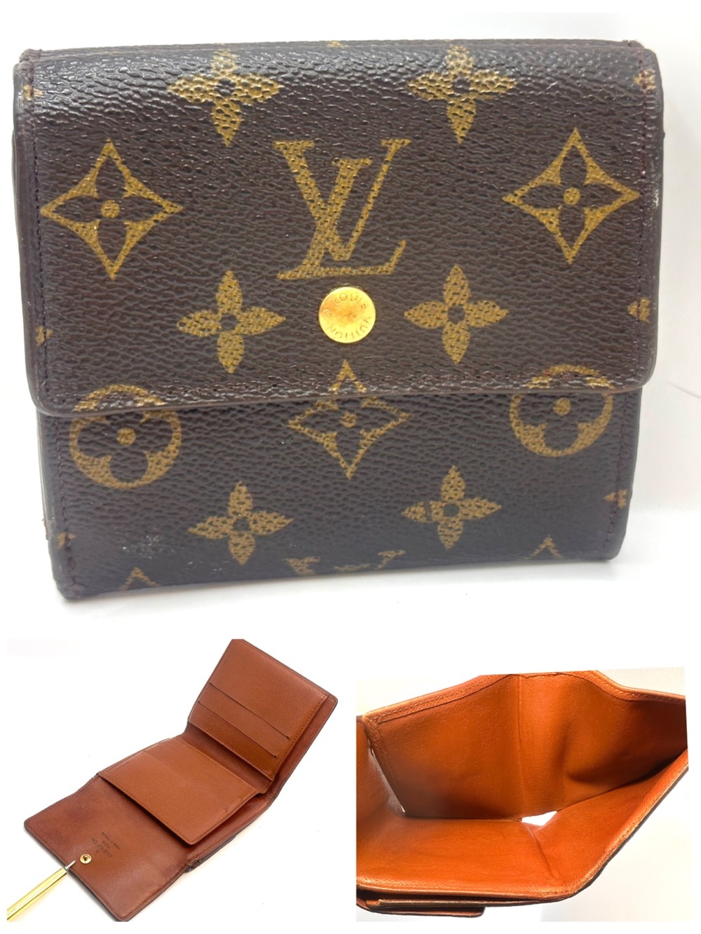 Louis Vuitton Monogram Elise compact wallet authentic good condition TH0916